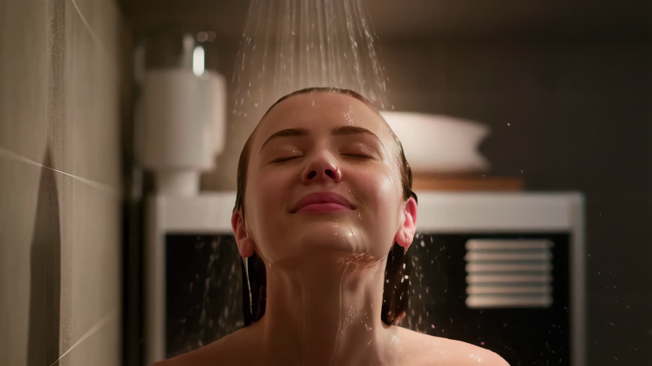 Woman enjoys a refreshing shower