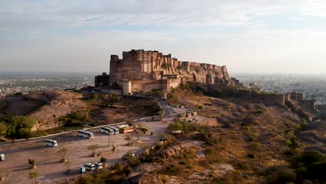 aerial of mehrangarh fort in jodhpur, rajasthan, india