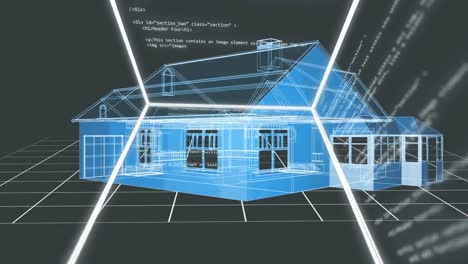 Animation-of-data-processing-over-3d-house