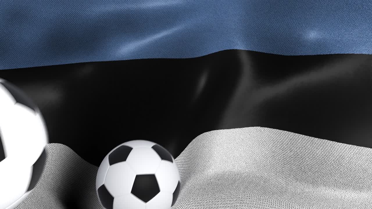флаг эстонии с футбольными мячами