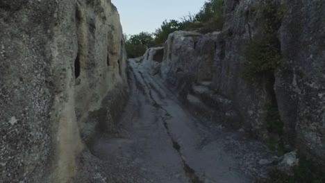 ancient rock-cut city pathway