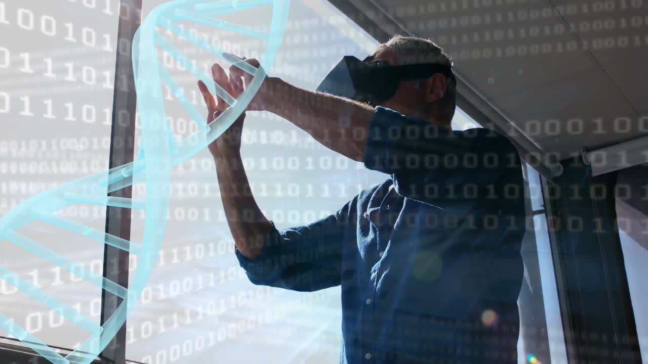 Man wearing virtual reality headset