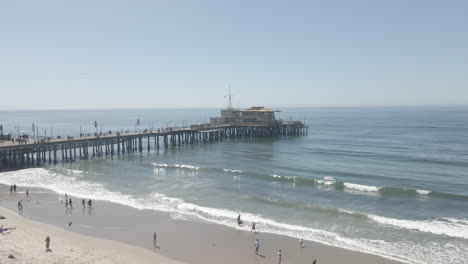 beautiful southern california afternoon as people enjoy the beach and activities on the famous santa monica pier