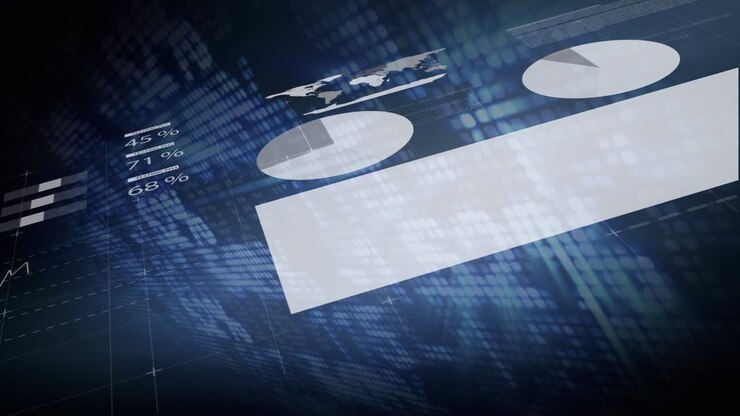 Animation of data processing in blue background