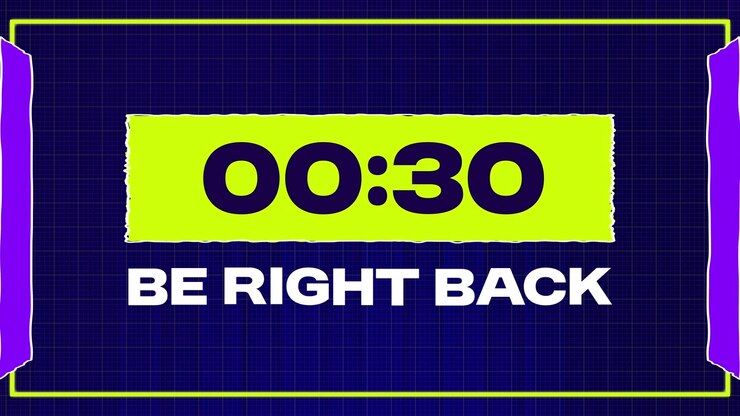 One Minute Countdown Timer with Be Right Back Message