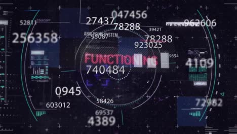 animation of financial data processing on black background