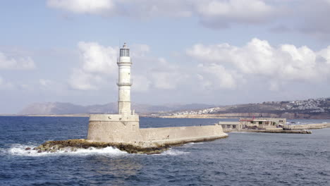 coastal scene with lighthouse in crete, greek islands