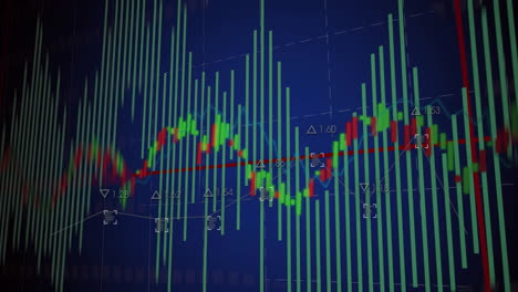 Animation-Von-Finanzdaten-Und-Börsenanalysen-Auf-Blauem-Hintergrund