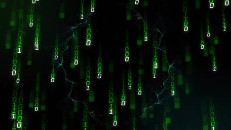 Animation of binary coding and shapes on black background