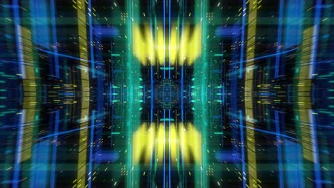 volando a través de datos digitales de hologramas de matriz abstractos tecnológicos.