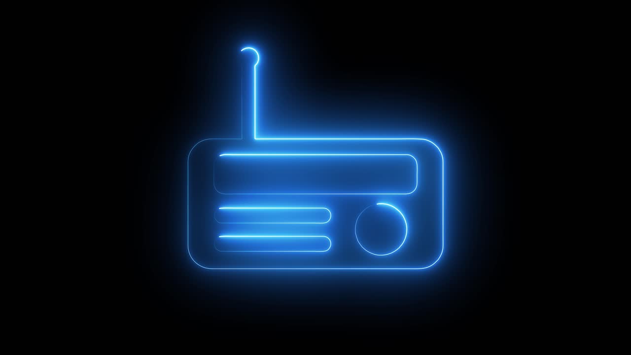 Glowing Blue Radio Icon on Black Background