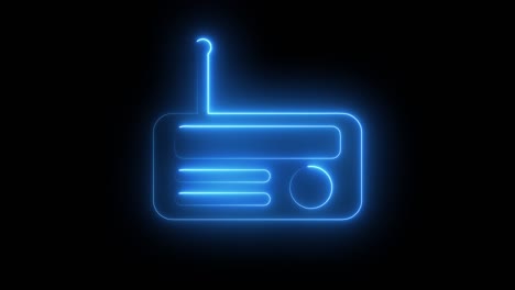 glowing blue radio icon on black background