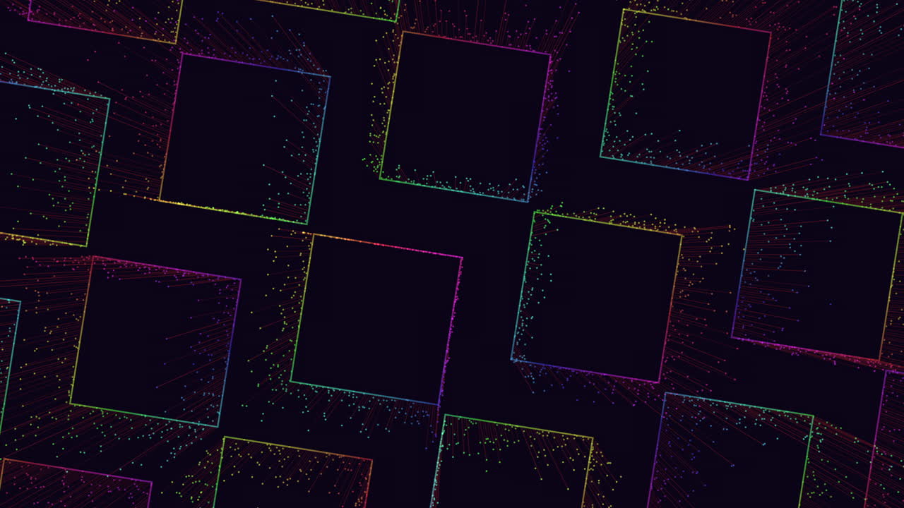 Futuristic rainbow cubes pattern with neon dots and lines 2