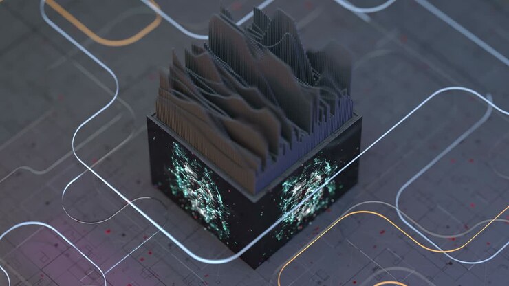 Visualization of audio wave seamless loop 3D render animation