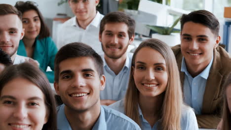group of happy business people at a meeting