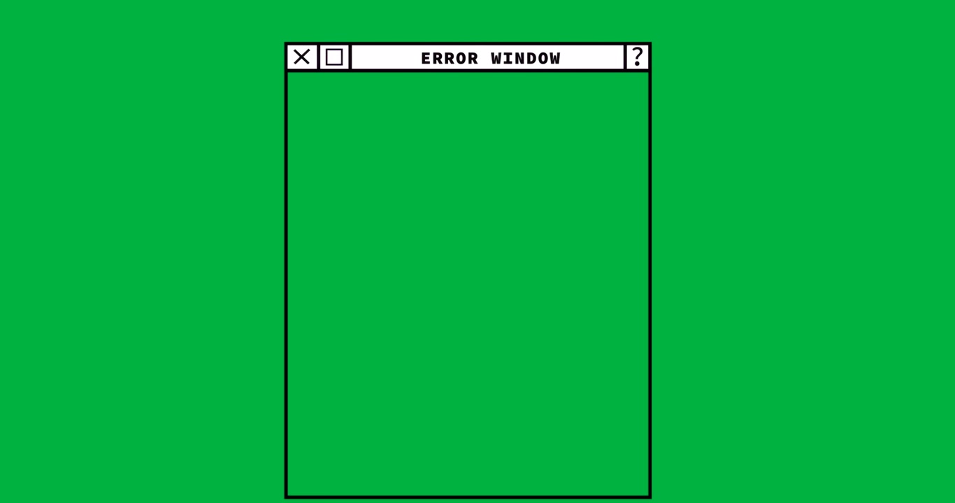 Barra del titolo minimalista con icone di controllo e FINESTRA DI ERRORE su sfondo trasparente per il design UI.