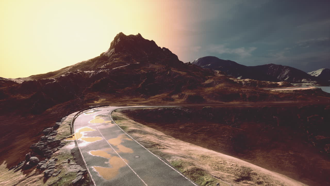 스카이 섬 의 혹독 한 풍경 에 있는 작은 도로