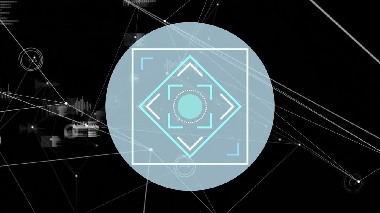 어두운 배경에서 스 스캔, 연결 및 데이터 처리의 애니메이션