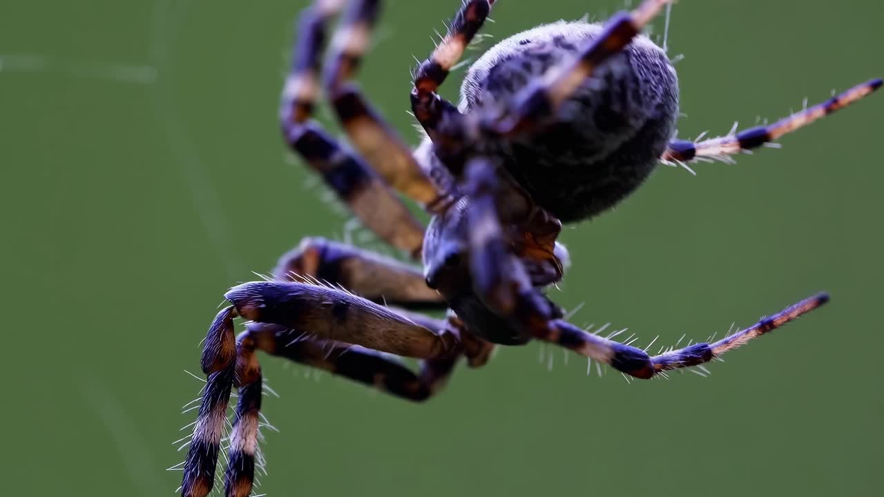 primer plano de una araña en su red