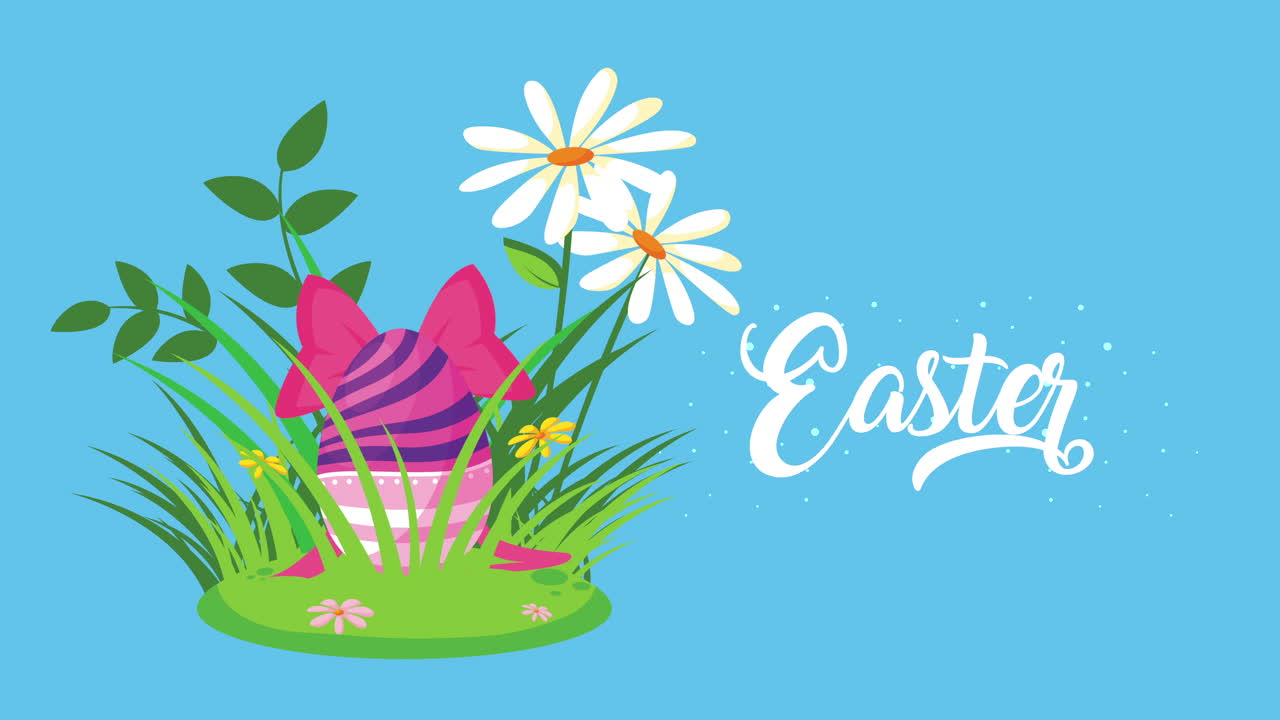 캠프에서 달으로 칠한 축하 부활절 글자