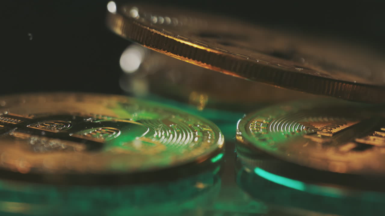 비트코인 동전 클로즈업