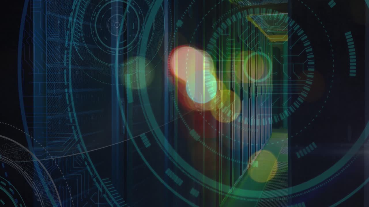 animación de semáforos borrosos sobre el círculo de procesamiento y el espacio oscuro