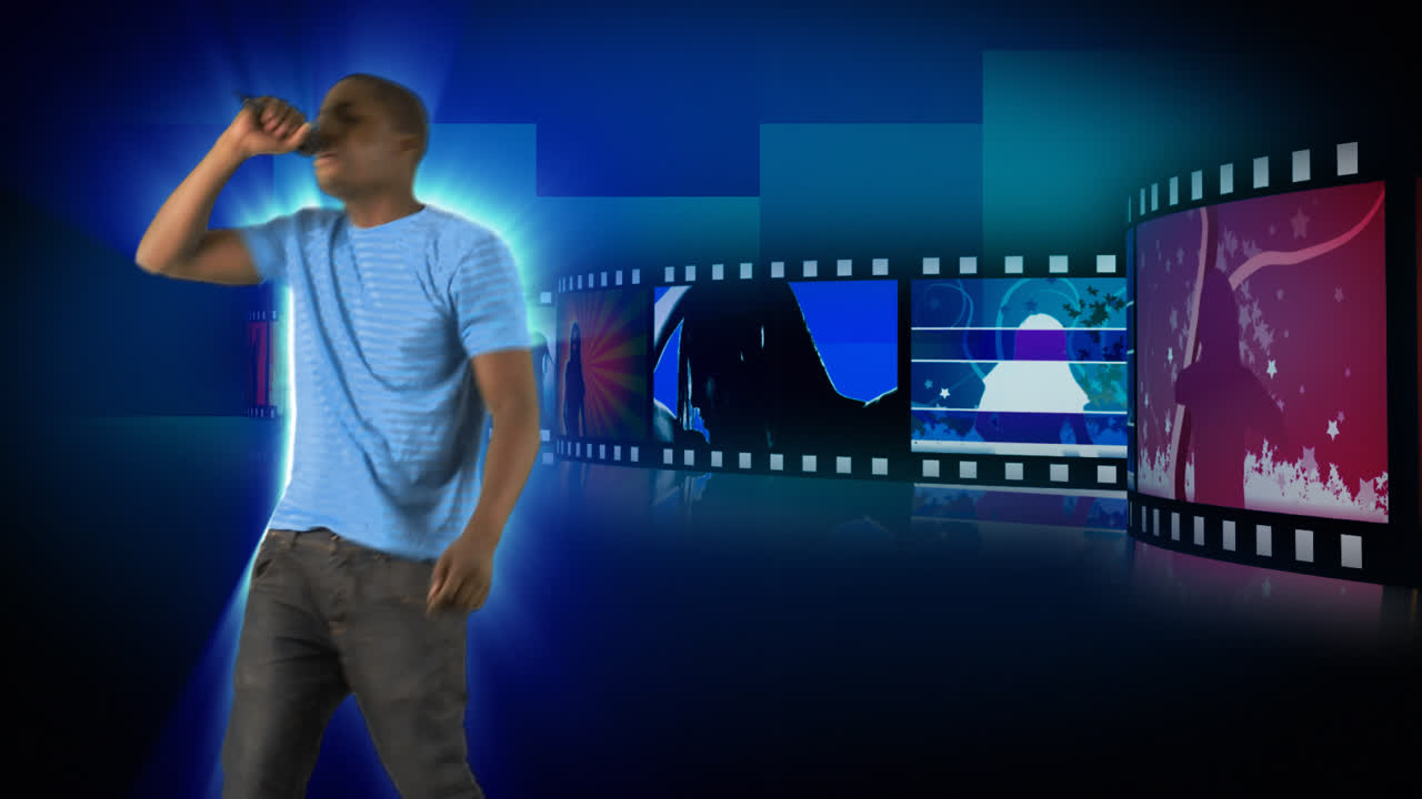 animación de un hombre atractivo cantando