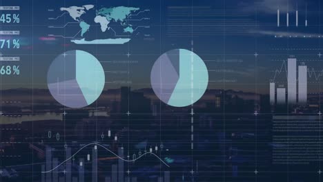 Animation-Der-Datenverarbeitung-über-Dem-Stadtbild