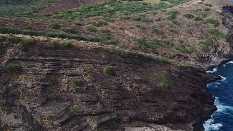 drone aerial beach front cliffside hawaii