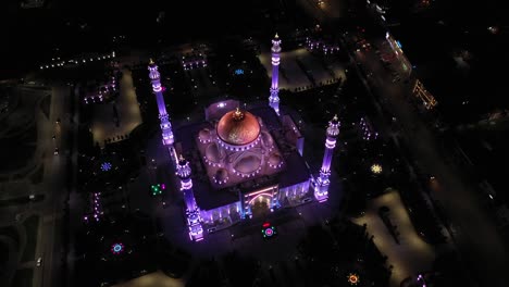 mosque pride of muslims named after the prophet muhammad in the city of shali. the largest mosque in europe. aerial view