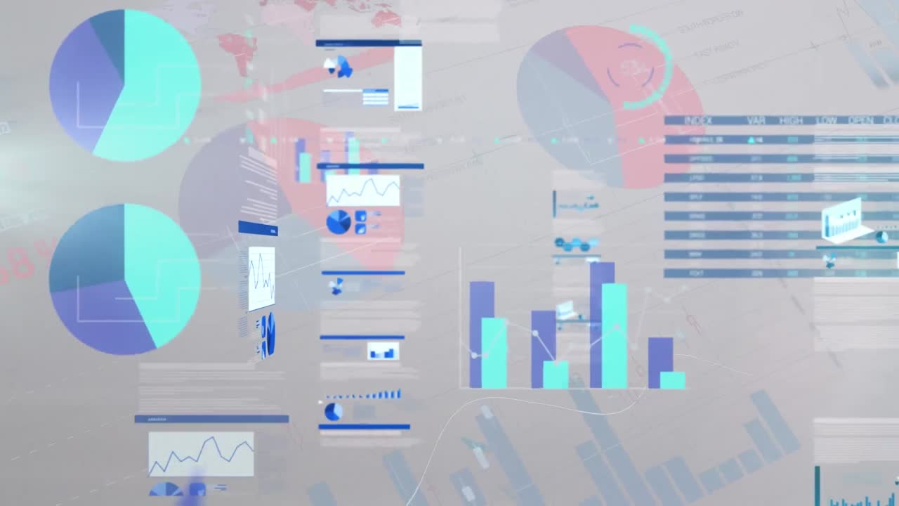 animación del procesamiento de datos financieros sobre un fondo blanco
