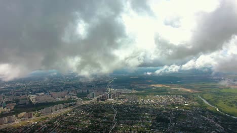 aerial view of a city with cloudy sky