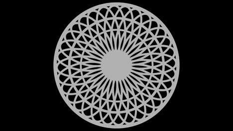 graphic object in black and white with stroboscopic and hypnotic effect, which rotates clockwise decreasing the size from full screen to disappearing in the center