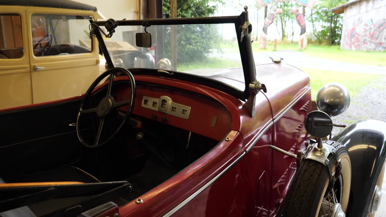 Retro vehicles in the Antique Car Museum.Potlatch Totem Park and Museum in Ketchikan, Alaska.