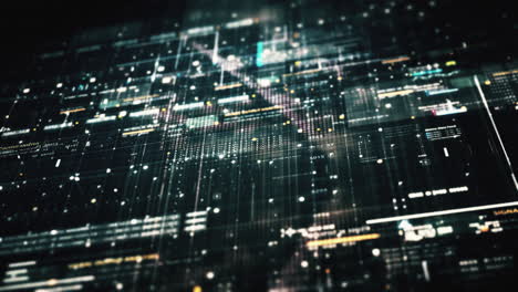 advance data matrix, telemetry and encrypt numbers simulation user interface display in cyber space abstract de-focus environment background
