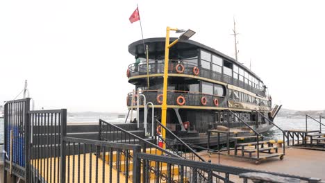 a boat docked at a pier