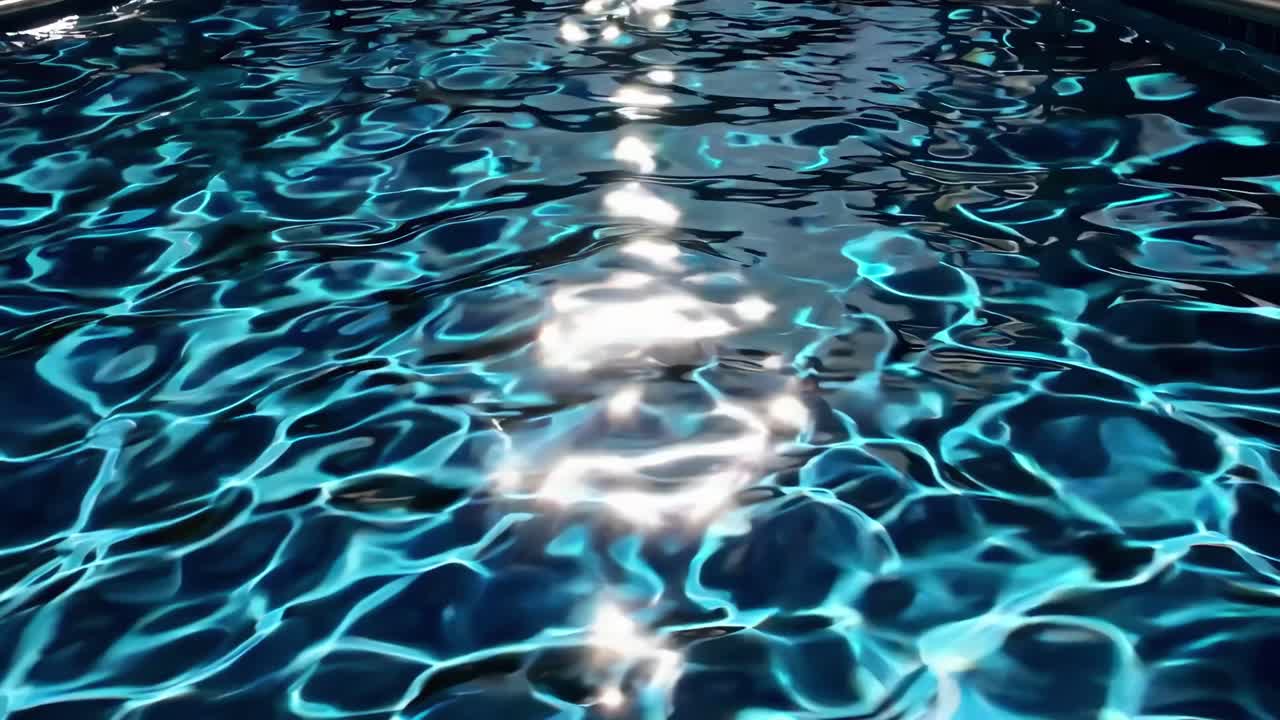 Ripresa video dall'alto di acqua blu scintillante con riflessi di luce, creando una sensazione di tranquillità
