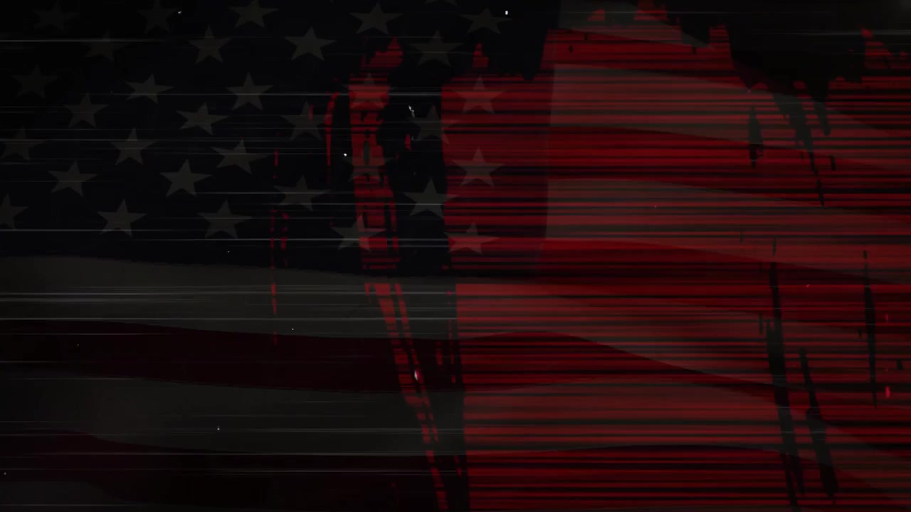 American Flag with Distressed Glitch Effect Overlay