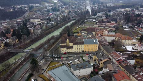 Aerial-view-of-the-city-of-Brixen,-South-Tyrol,-Italy