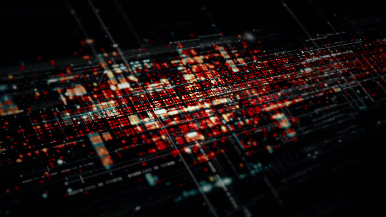 Futuristic screen display matrix, hi-tech digital data telemetry with encrypted numbers, display dynamic background for computer desktop screen display format