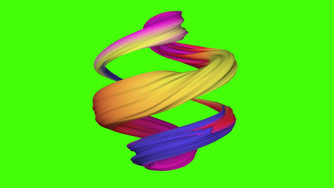 animación de forma 3d abstractamente colorida en pantalla verde tecla de croma, elemento de diseño gráfico