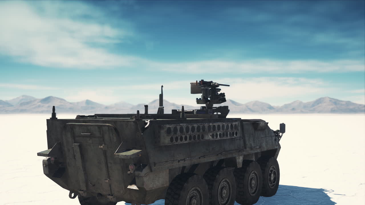 военный танк в белой пустыне