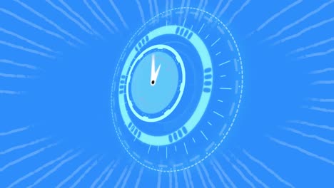 animation of clock moving over blue background