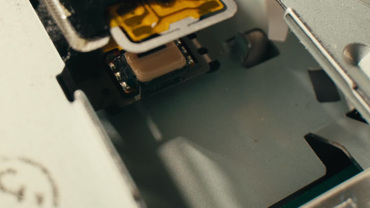 Floppy disc FDD close up, Using diskette for old PC computer macro. Archive programme or Music recorder, playing retro computer games. Vintage device for office, obsolete technology. . High quality 4k footage