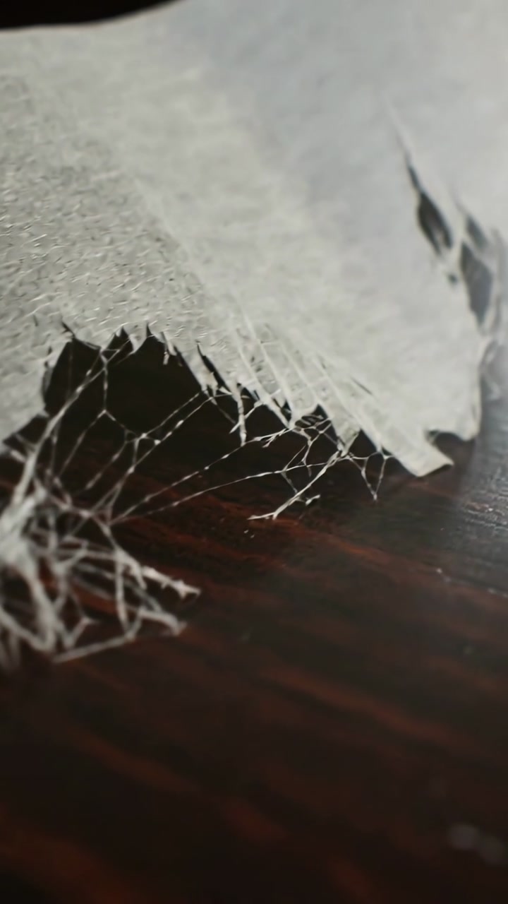 Vertical video: Revealing torn fibers on dark wood, camera motion and light shifting showing detail