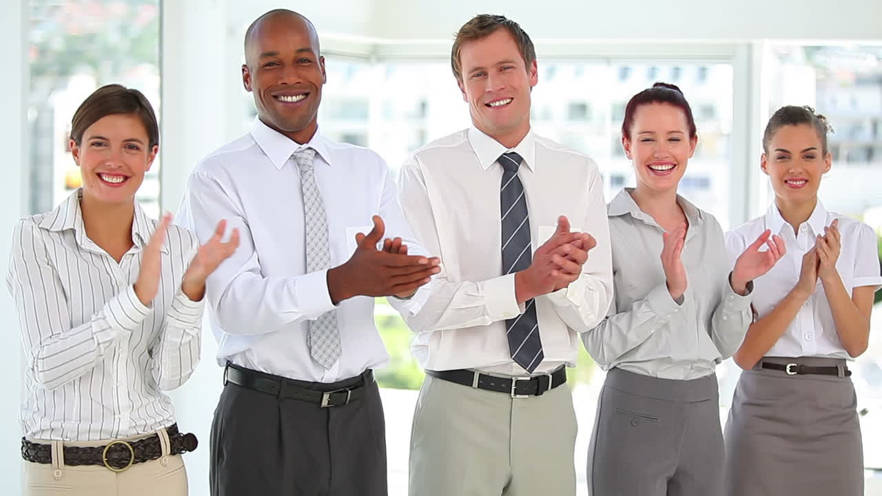 Business group standing in a line