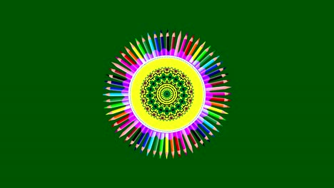 dibujos gráficos que giran en el centro cambiando de color.