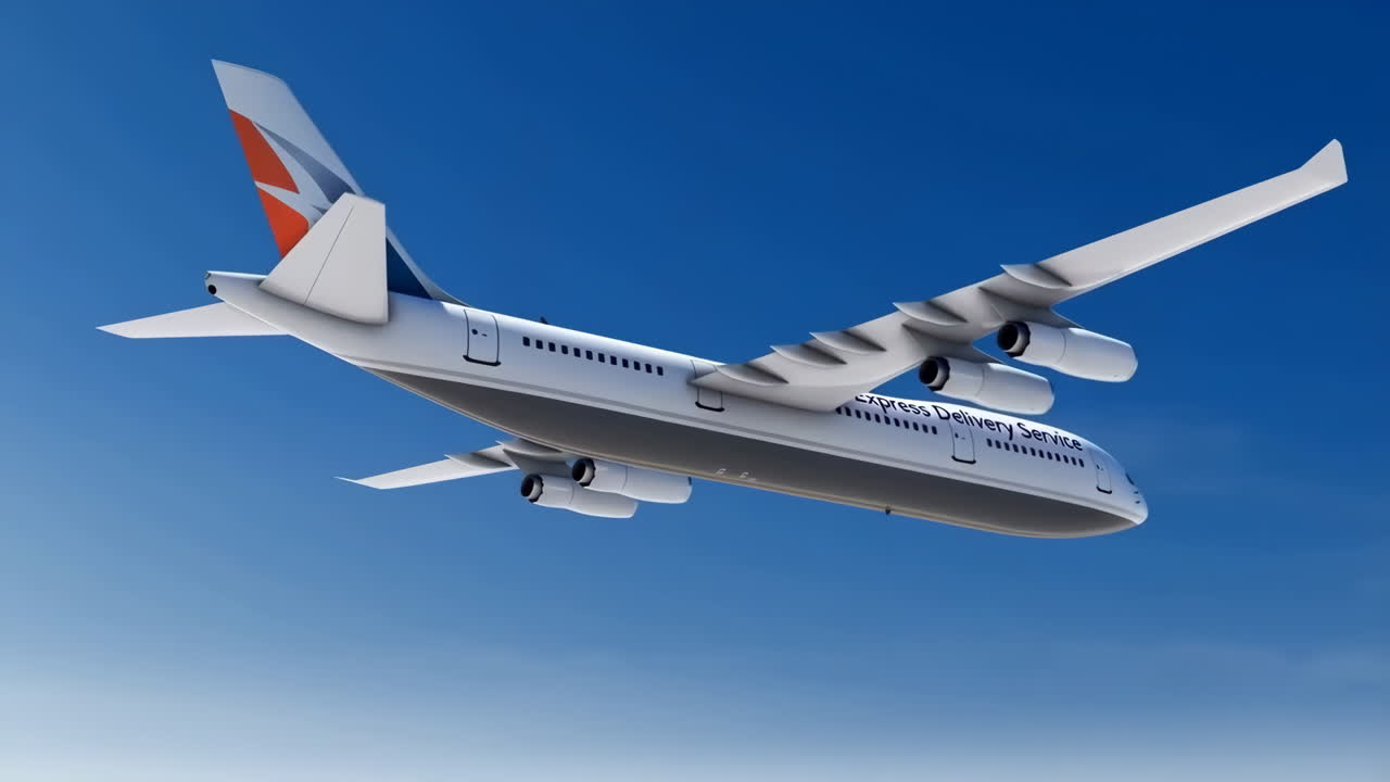 Express delivery service airplane in flight