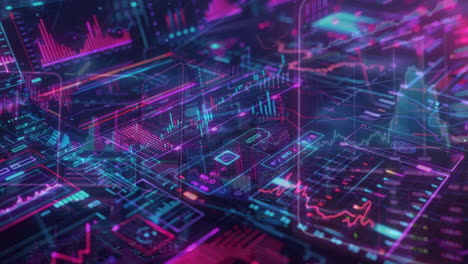 escena de la ciudad abstracta de datos y código hecho con ai generativo