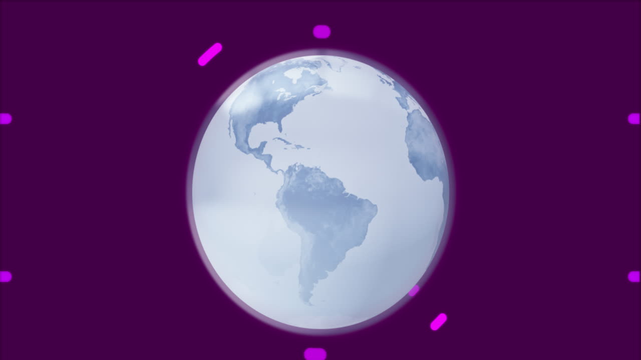 animación del globo sobre el procesamiento de datos y el escaneo del alcance sobre un fondo negro